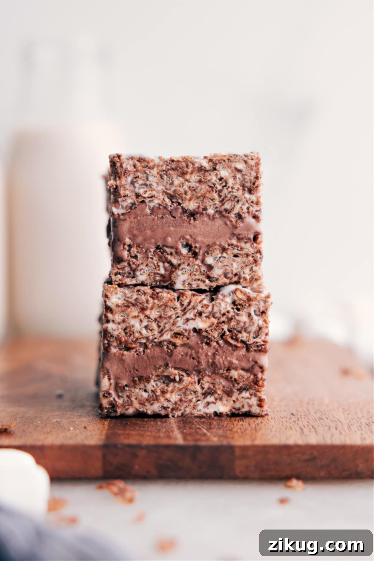 Chocolate Rice Krispies Treats Ice Cream Sandwiches A chocolate variation of the Rice Krispies Treats Ice Cream Sandwich, featuring cocoa cereal and chocolate ice cream.