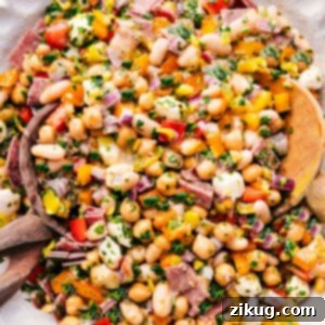 Dense Bean Salad in a bowl, dressed, and ready to enjoy.