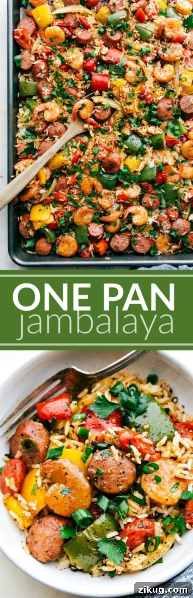 Effortless Skillet Jambalaya 2 One-Pan Jambalaya with sausage, shrimp, seasoned vegetables, and rice cooked on a single pan. Perfect for a quick 30-minute dinner.