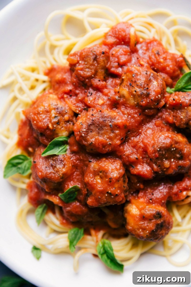 Hearty and Comforting Chicken Meatball Parmesan with Pasta Delicious and flavor-packed pasta dish, a hearty and comforting meal.
