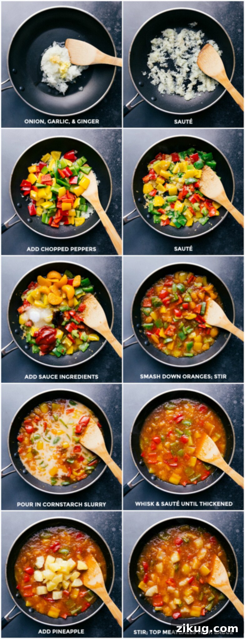 Sweet and sour sauce being prepared, with a perfect balance of flavors.