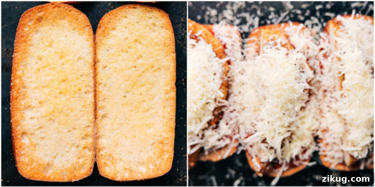 A beautifully assembled Chicken Parmesan Sandwich with toasted bread, crispy chicken, melted cheese, and a generous layer of marinara, perfect for a weeknight dinner that everyone will love.