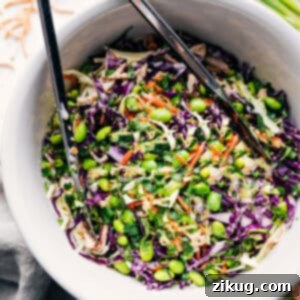 Finished Asian Slaw Recipe in a serving bowl.