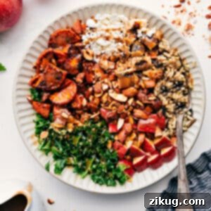 A beautifully composed Chicken Sweet Potato Harvest Bowl, vibrant with colors and inviting textures.