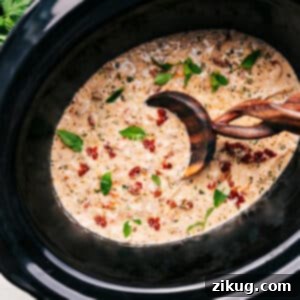 Crockpot Marry Me Chicken in a slow cooker.