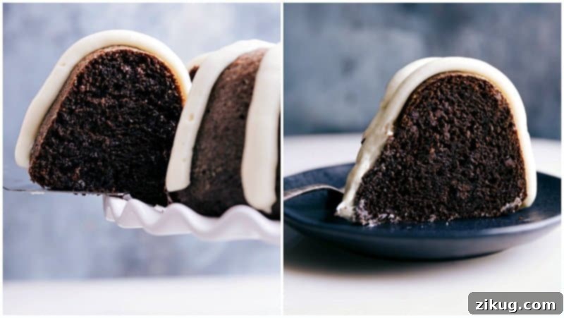 Serving a Slice of Bundt Cake on a Plate Plating a slice of delicious chocolate bundt cake, a tempting dessert.