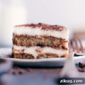 A top-down view of a completed Tiramisu dessert, generously dusted with cocoa.