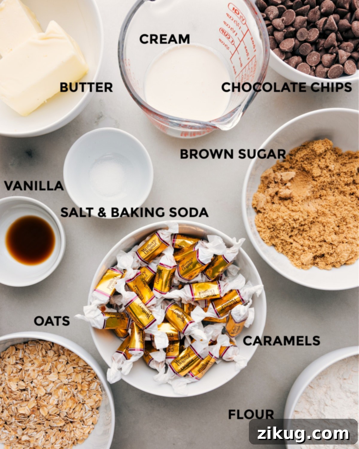 Ingredients In Carmelitas All the essential ingredients for making Carmelitas, prepped for easy assembly.