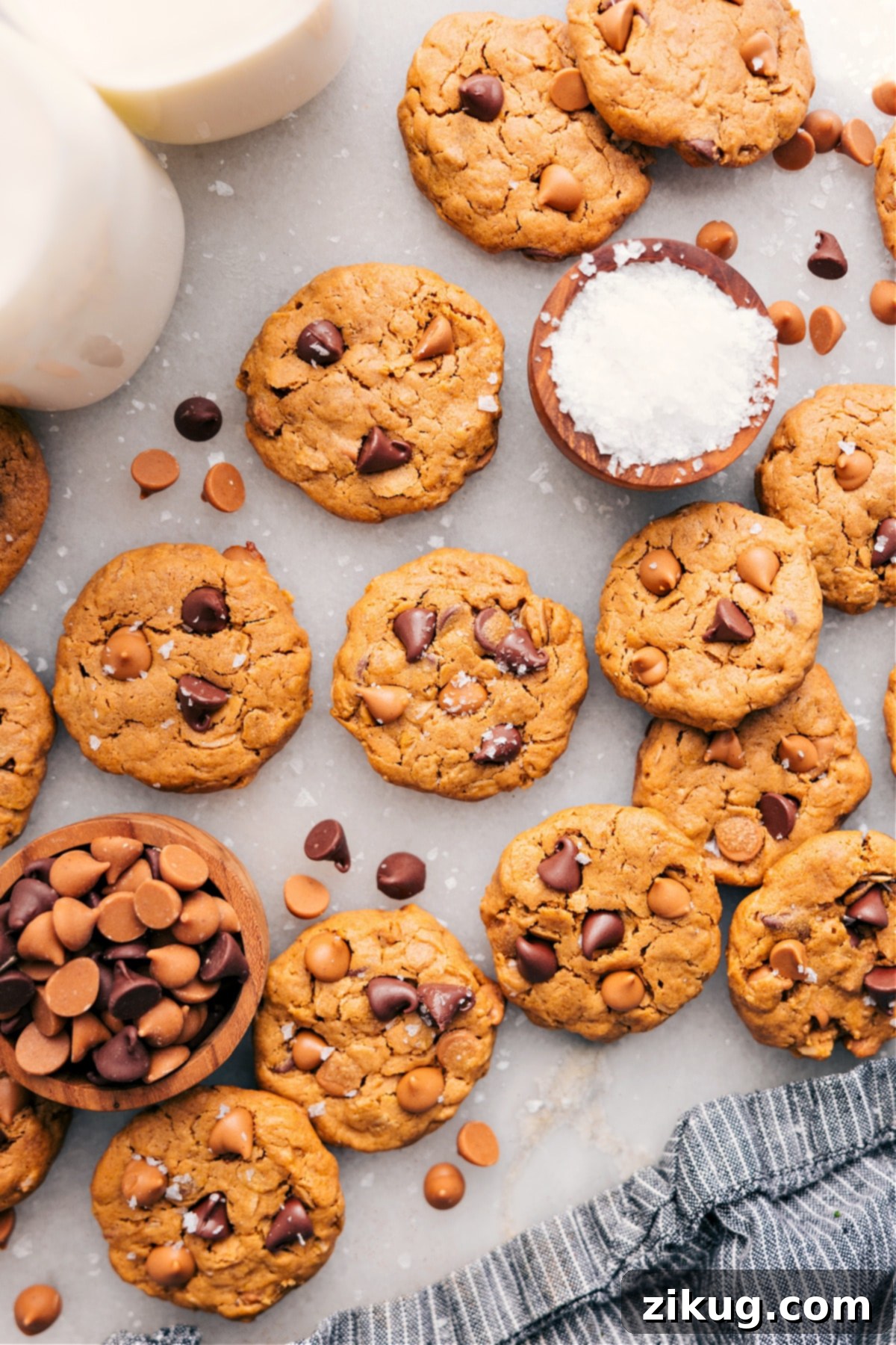 Healthy peanut butter breakfast cookies spread on a tray, ready to serve and enjoy for a quick and nutritious start to the day.