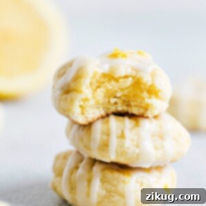 Soft-Baked Lemon Cheesecake Cookies 2 Finished dessert, sweet and zingy with glaze on top, ready to be enjoyed.