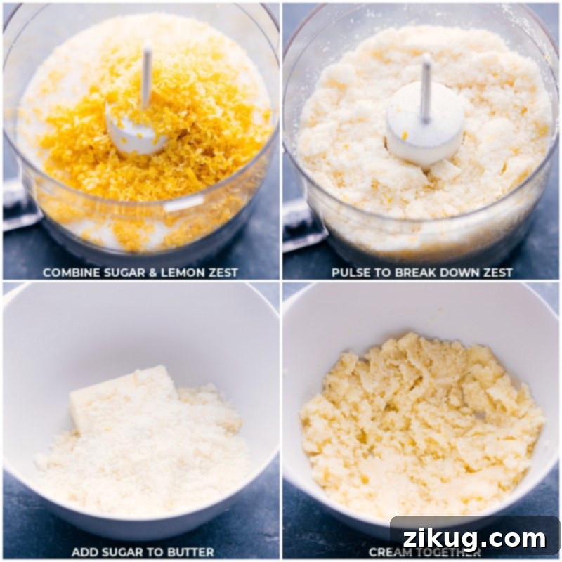 Lemon Curd is a delicious dessert spread and topping made with lemons, butter, sugar, and eggs. While you can sometimes buy it from a store (near pie fillings or jams), there is truly nothing like homemade lemon curd! Recipe via chelseasmessyapron #dessert #best #quick #easy #simple #citrus #breakfast #brunch #lemon #curd Process shots-- images of the sugar and lemon zest being pulsed together and then sugar and butter being creamed together