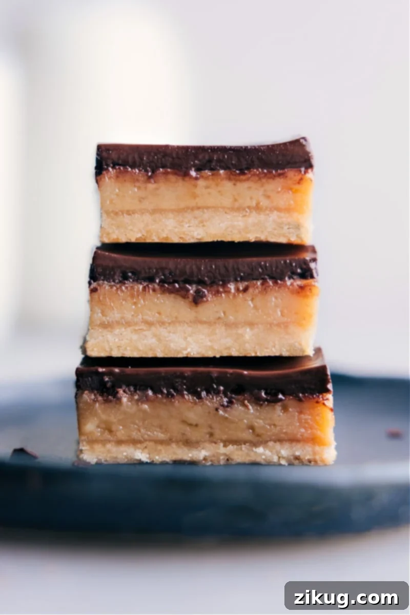 Image of the Homemade Twix Bars on a plate, ready to be enjoyed