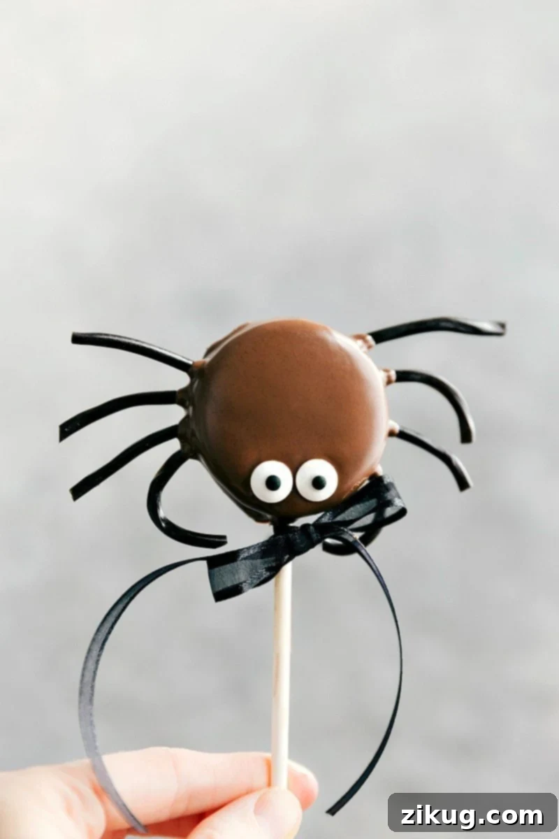Spooky Halloween Oreo Pops 3 SPIDER OREO POP! Simple Halloween Oreo Pops decorated for Halloween -- Spider Oreo Pops, Skeleton Oreo Pops, Frankenstein Oreo Pops, and Monster Oreo Pops I chelseasmessyapron.com