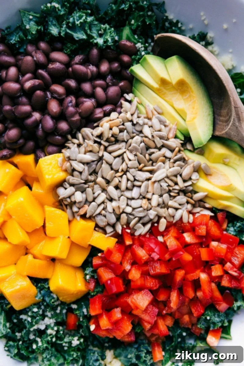 Dish full of the vibrant ingredients, unmixed.