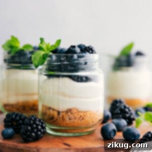 Cheesecake in a Jar with various fresh toppings