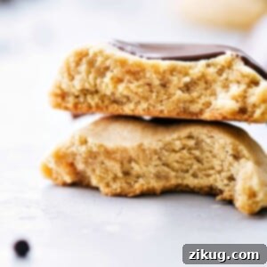 Final image of a freshly baked, chocolate-dipped peanut butter cookie, glistening and ready to eat.