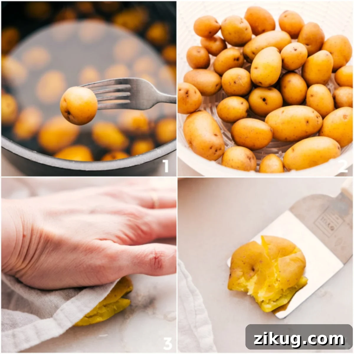 How To Make Sausage Potato Broccoli Sheet Pan The potatoes being boiled and smashed for this Sausage Potato Broccoli Sheet Pan.