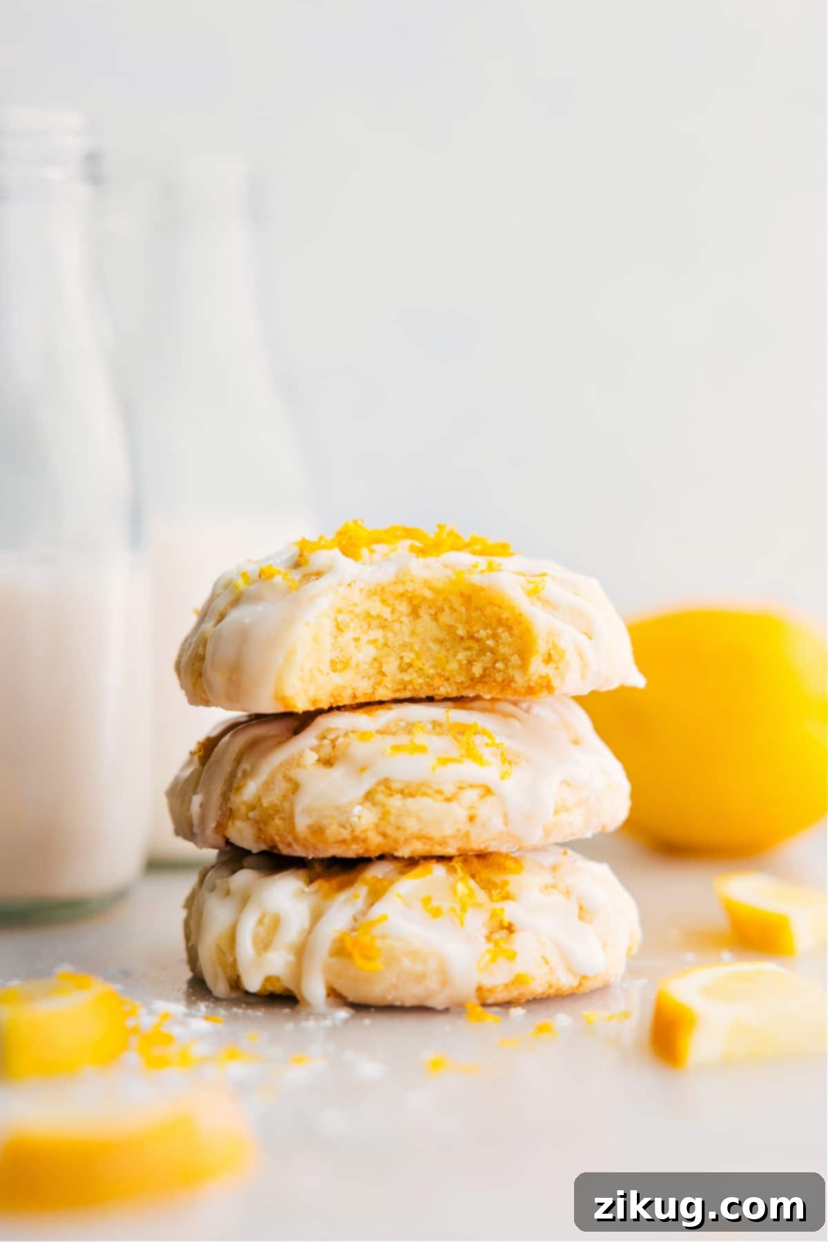 Freshly baked lemon cookies with a light lemon glaze