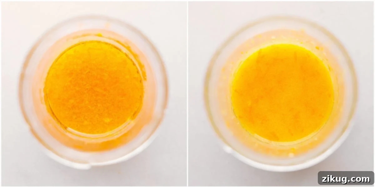 Citrus Salad Dressing The vibrant citrus salad dressing being prepared in a clear mason jar.