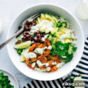 Zesty Cilantro Lime Shrimp 2 Cilantro Lime Shrimp bowl with the best sauce!