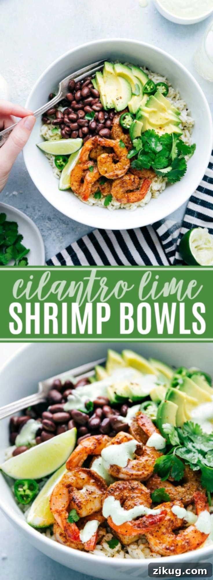 Zesty Cilantro Lime Shrimp 3 Delicious and simple cilantro lime shrimp bowls with the BEST sauce! Easy, 30-minute, kid-friendly meal with avocado, black beans, and vibrant flavors. A healthy, quick, and satisfying dinner option.
