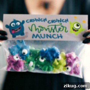 Crunch Crunch Monster Munch, a colorful and spooky Halloween snack mix.
