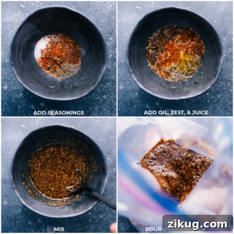 Homemade Chicken Fajita Marinade Process Process shots: Step-by-step creation of the homemade Chicken Fajita Marinade, showing ingredients and mixing