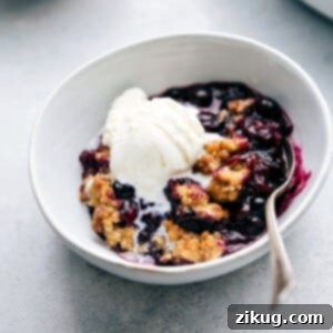 Blueberry Crisp with Ice Cream