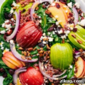 The Best Spinach Salad with Apples, Bacon, Feta, Candied Pecans, and Cranberries