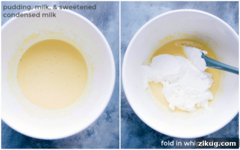 Rich and creamy custard filling, perfectly prepared and ready to be layered between delectable waffle cake slices, showcasing its smooth texture.