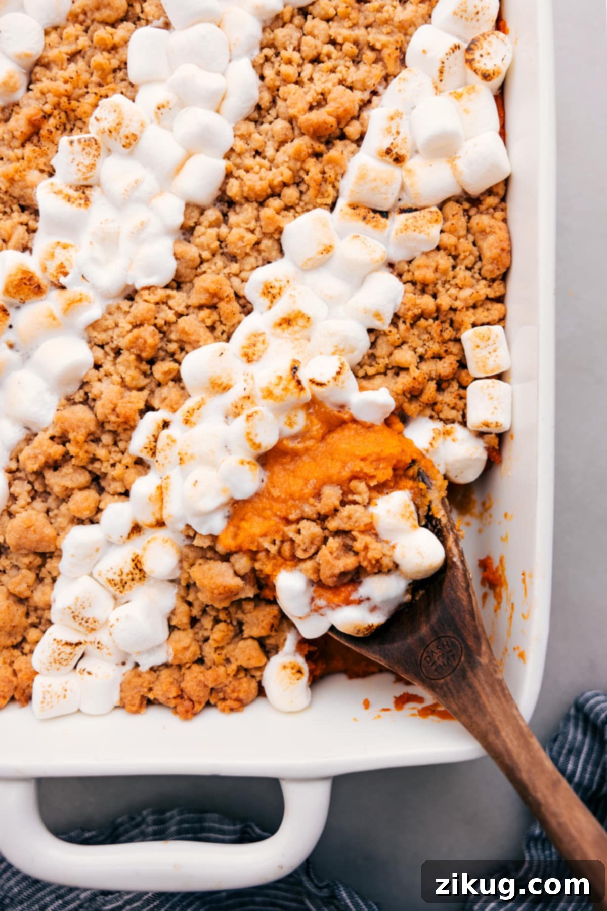 Spiced Sweet Potato Delight 2 Classic Sweet Potato Casserole with a dual topping of streusel and marshmallows