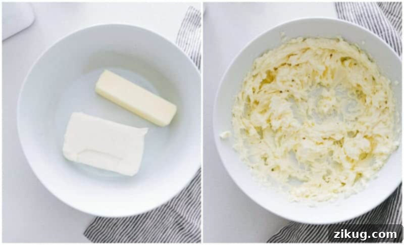 Process shots showing ingredients for Cream Cheese Frosting