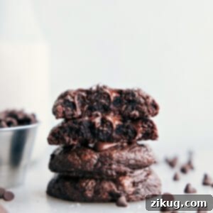 Stack of freshly baked brownie cookies