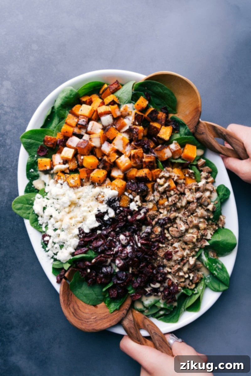 Delicious and easy-to-make Butternut Squash Salad Butternut squash salad, freshly dressed.