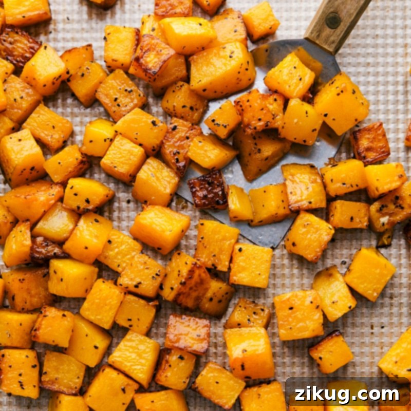 Delicious and easy-to-make Butternut Squash Salad Roasted butternut squash, fresh out of the oven.