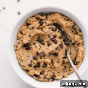 Edible Cookie Dough Recipe in a bowl ready to be enjoyed with a spoon.