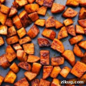 Perfectly roasted sweet potatoes with a crispy, caramelized exterior and soft interior.