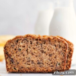 Close-up of a freshly baked loaf of Easy Banana Bread