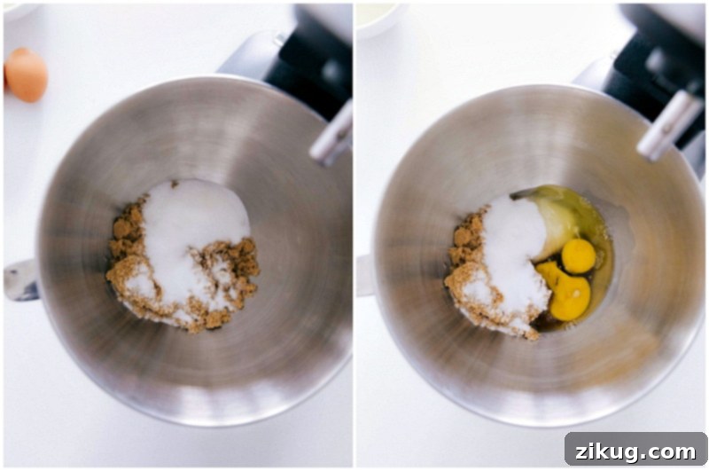 Wet ingredients ready for mixing into Easy Banana Bread batter.