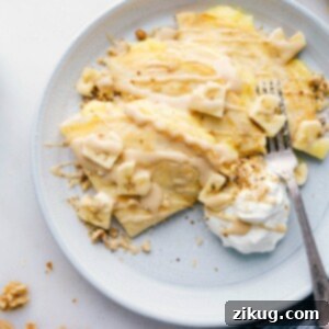 Delicious Banana Crepes with Custard and Walnuts