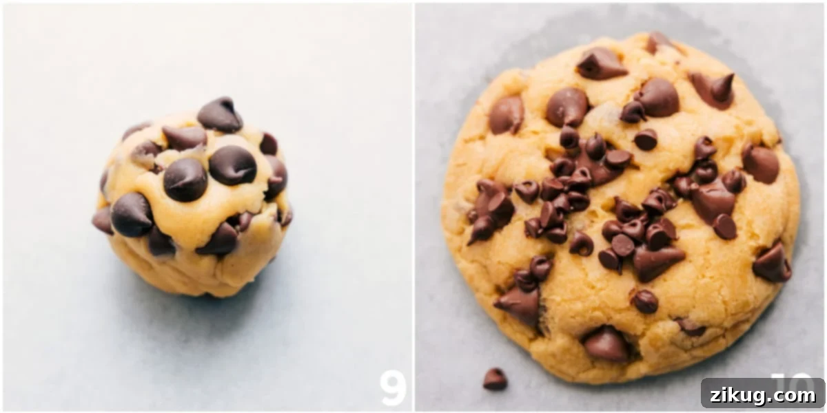 Bakery Style Chocolate Chip Cookie Dough Balls Perfectly rolled 4-ounce dough balls, uniform in size and ready for baking into thick, chewy bakery-style chocolate chip cookies.
