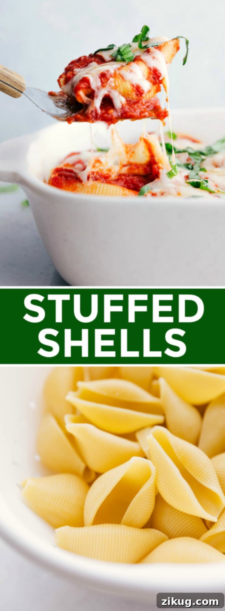 These classic stuffed shells are made with cooked pasta shells, a cheesy ricotta filling, a few Italian herbs, and plenty of marinara! This cheesy pasta dish is pure comfort food and couldn't be simpler to make. via chelseasmessyapron.com #stuffed #shells #easy #quick #dinner #vegetarian #pasta #cheese #ricotta #marinara
