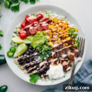 Perfect Burrito Bowl 5 A delicious and satisfying homemade chicken burrito bowl.