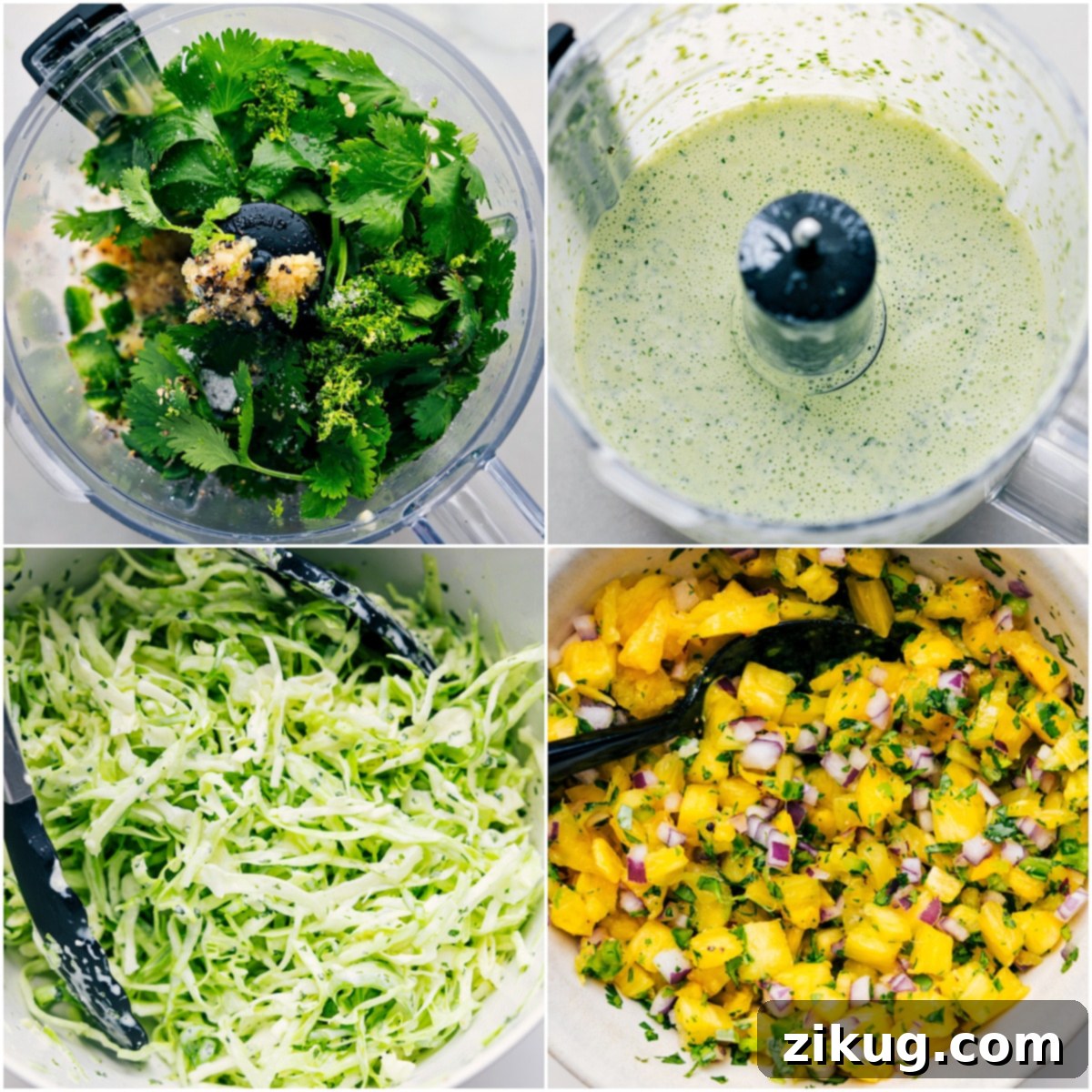 Island Jerk Chicken Tacos 4 Individual components of Jerk Chicken Tacos laid out for meal prep.