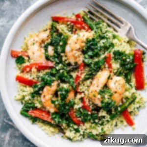 Shrimp Couscous bowls topped with green herb sauce