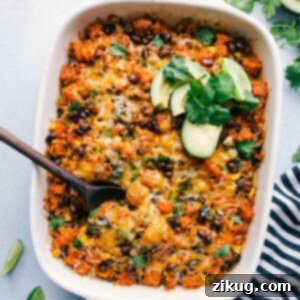 Freshly baked Quinoa Enchilada Bake.