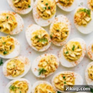 Classic Deviled Eggs on a serving platter