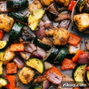 Baked Gnocchi with vegetables, still on the sheet pan, fresh out of the oven.