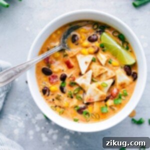 Southwest Chicken Quesadilla Soup 5 A delicious and creamy slow cooker chicken quesadilla soup with quesadilla croutons.
