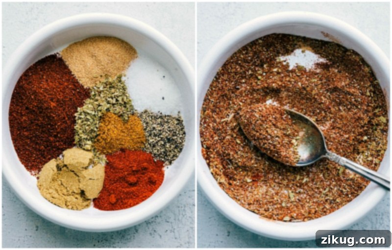 Various seasonings being mixed together to create a delicious and aromatic blend.